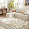 HOMCOM 8x10 Area Rug, Indoor Boho Machine Washable Carpet for Living Room, Bedroom, Dining Room, Kitchen, Blue