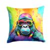 NEW Hippie Animal Gorilla Throw Pillow Machine Washable, Indoor Outdoor Decorative Pillow for Couch, Bed or Patio, 14Hx14W