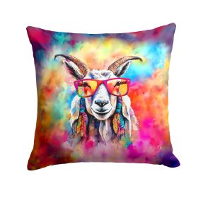 NEW Hippie Animal Goat Throw Pillow Machine Washable, Indoor Outdoor Decorative Pillow for Couch, Bed or Patio, 14Hx14W