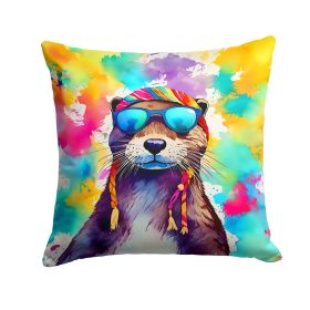 NEW Hippie Animal Otter Throw Pillow Machine Washable, Indoor Outdoor Decorative Pillow for Couch, Bed or Patio, 14Hx14W