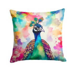 NEW Hippie Animal Peacock Throw Pillow Machine Washable, Indoor Outdoor Decorative Pillow for Couch, Bed or Patio, 14Hx14W