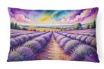 Flowers in Color Throw Pillow Throw Pillow for Indoor Couch Bed Outdoor Patio Washable, English Lavender,12Hx16W