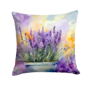 Lavender in Watercolor Throw Pillow Machine Washable, Indoor Outdoor Decorative Pillow for Couch, Bed or Patio, 14Hx14W