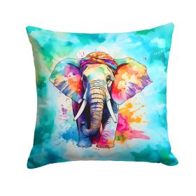 NEW Hippie Animal Elephant Throw Pillow Machine Washable, Indoor Outdoor Decorative Pillow for Couch, Bed or Patio, 14Hx14W