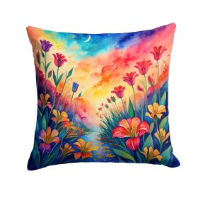 Colorful Alstroemerias Throw Pillow Machine Washable, Indoor Outdoor Decorative Pillow for Couch, Bed or Patio, 14Hx14W