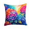Colorful Hydrangeas Throw Pillow Machine Washable, Indoor Outdoor Decorative Pillow for Couch, Bed or Patio, 14Hx14W