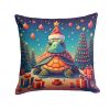 Turtle Christmas Throw Pillow Machine Washable, Indoor Outdoor Decorative Pillow for Couch, Bed or Patio, 14Hx14W