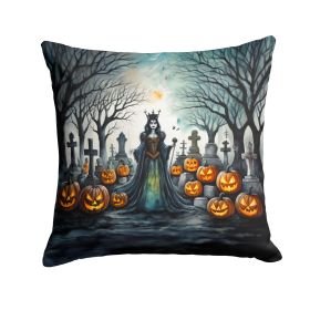 Evil Queen Spooky Halloween Throw Pillow Machine Washable, Indoor Outdoor Decorative Pillow for Couch, Bed or Patio, 14Hx14W