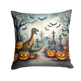 Dinosaurs Spooky Halloween Throw Pillow Machine Washable, Indoor Outdoor Decorative Pillow for Couch, Bed or Patio, 14Hx14W