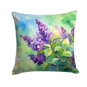 New Hampshire Purple Lilac in Watercolor Throw Pillow Machine Washable, Indoor Outdoor Decorative Pillow for Couch, Bed or Patio, 18Hx18W