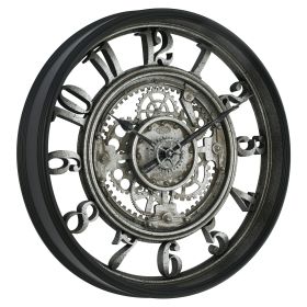 Indoor Rustic Metal Arabic Moving Gear Analog Wall Clock