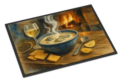 Oyster Stew Doormat Front Door Mat Indoor Outdoor Rugs for Entryway, Non Slip Washable Low Pile, 18H X 27W