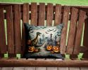 Dinosaurs Spooky Halloween Throw Pillow Machine Washable, Indoor Outdoor Decorative Pillow for Couch, Bed or Patio, 14Hx14W