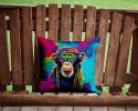 NEW Hippie Animal Chimpanzee Throw Pillow Machine Washable, Indoor Outdoor Decorative Pillow for Couch, Bed or Patio, 14Hx14W