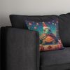 Turtle Christmas Throw Pillow Machine Washable, Indoor Outdoor Decorative Pillow for Couch, Bed or Patio, 14Hx14W