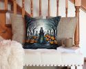 Evil Queen Spooky Halloween Throw Pillow Machine Washable, Indoor Outdoor Decorative Pillow for Couch, Bed or Patio, 14Hx14W