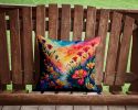 Colorful Alstroemerias Throw Pillow Machine Washable, Indoor Outdoor Decorative Pillow for Couch, Bed or Patio, 14Hx14W