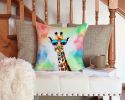 NEW Hippie Animal Giraffe Throw Pillow Machine Washable, Indoor Outdoor Decorative Pillow for Couch, Bed or Patio, 14Hx14W