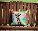 NEW Hippie Animal Giraffe Throw Pillow Machine Washable, Indoor Outdoor Decorative Pillow for Couch, Bed or Patio, 14Hx14W