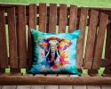 NEW Hippie Animal Elephant Throw Pillow Machine Washable, Indoor Outdoor Decorative Pillow for Couch, Bed or Patio, 14Hx14W