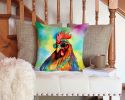 NEW Hippie Animal Rooster Throw Pillow Machine Washable, Indoor Outdoor Decorative Pillow for Couch, Bed or Patio, 14Hx14W