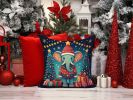 Elephant Christmas Throw Pillow Machine Washable, Indoor Outdoor Decorative Pillow for Couch, Bed or Patio, 14Hx14W
