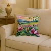 Louisiana Magnolias in Watercolor Throw Pillow Machine Washable, Indoor Outdoor Decorative Pillow for Couch, Bed or Patio, 18Hx18W