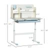 Qaba Kids Study Desk Set, Height Adjustable Table & Chair with Tilt Desktop, Drawer & Storage, for Homework & Arts, Blue