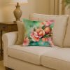 Delaware Peach Blossom in Watercolor Throw Pillow Machine Washable, Indoor Outdoor Decorative Pillow for Couch, Bed or Patio, 14Hx14W