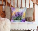 Lavender in Watercolor Throw Pillow Machine Washable, Indoor Outdoor Decorative Pillow for Couch, Bed or Patio, 14Hx14W
