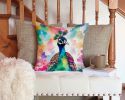 NEW Hippie Animal Peacock Throw Pillow Machine Washable, Indoor Outdoor Decorative Pillow for Couch, Bed or Patio, 14Hx14W
