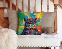 NEW Hippie Animal Owl Throw Pillow Machine Washable, Indoor Outdoor Decorative Pillow for Couch, Bed or Patio, 14Hx14W