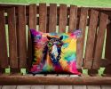 NEW Hippie Animal Horse Throw Pillow Machine Washable, Indoor Outdoor Decorative Pillow for Couch, Bed or Patio, 14Hx14W