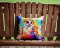 NEW Hippie Animal Barn Owl Throw Pillow Machine Washable, Indoor Outdoor Decorative Pillow for Couch, Bed or Patio, 14Hx14W
