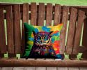 NEW Hippie Animal Owl Throw Pillow Machine Washable, Indoor Outdoor Decorative Pillow for Couch, Bed or Patio, 14Hx14W