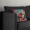 Moose Christmas Throw Pillow Machine Washable, Indoor Outdoor Decorative Pillow for Couch, Bed or Patio, 14Hx14W