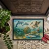 Along the coast - Crab Pelican Dolphins Doormat Front Door Mat Indoor Outdoor Rugs for Entryway, Non Slip Washable Low Pile, 24H X 36W
