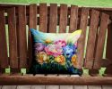 Peonies in Watercolor Throw Pillow Machine Washable, Indoor Outdoor Decorative Pillow for Couch, Bed or Patio, 14Hx14W