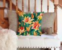Lilies in Watercolor Throw Pillow Machine Washable, Indoor Outdoor Decorative Pillow for Couch, Bed or Patio, 14Hx14W