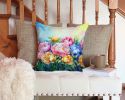 Peonies in Watercolor Throw Pillow Machine Washable, Indoor Outdoor Decorative Pillow for Couch, Bed or Patio, 14Hx14W