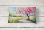 NEW State Watercolor Flowers Throw Pillow Throw Pillow for Indoor Couch Bed Outdoor Patio Washable, Michigan Apple Blossoms 1672,12Hx16W