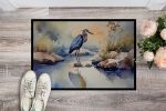 NEW Blue Heron Doormat Front Door Mat Indoor Outdoor Rugs for Entryway, Non Slip Washable Low Pile, 18H X 27W