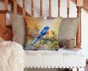 Bluebird Throw Pillow Machine Washable, Indoor Outdoor Decorative Pillow for Couch, Bed or Patio, 14Hx14W