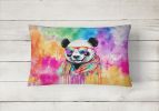 Hippie Animals Throw Pillow Throw Pillow for Indoor Couch Bed Outdoor Patio Washable, Panda 4016,12Hx16W