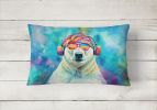 Hippie Animals Throw Pillow Throw Pillow for Indoor Couch Bed Outdoor Patio Washable, Polar Bear 4028,12Hx16W