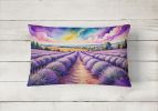 Flowers in Color Throw Pillow Throw Pillow for Indoor Couch Bed Outdoor Patio Washable, English Lavender,12Hx16W