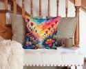Colorful Alstroemerias Throw Pillow Machine Washable, Indoor Outdoor Decorative Pillow for Couch, Bed or Patio, 14Hx14W