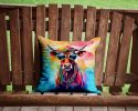 NEW Hippie Animal Cow Throw Pillow Machine Washable, Indoor Outdoor Decorative Pillow for Couch, Bed or Patio, 14Hx14W
