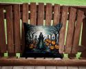 Evil Queen Spooky Halloween Throw Pillow Machine Washable, Indoor Outdoor Decorative Pillow for Couch, Bed or Patio, 14Hx14W