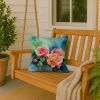 New York Roses in Watercolor Throw Pillow Machine Washable, Indoor Outdoor Decorative Pillow for Couch, Bed or Patio, 18Hx18W